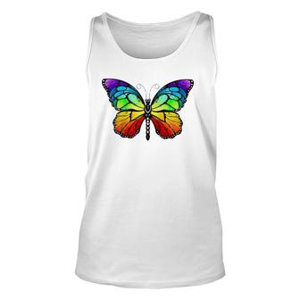 Cute Rainbow Monarch Butterfly Aesthetic Raglan Baseball Tee Tank Top | Mazezy