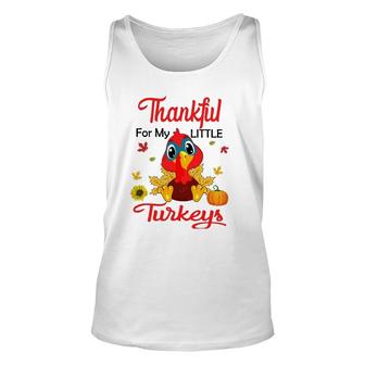 Cute Thankful For My Little Turkeys Teacher Thanksgiving Day Tank Top | Mazezy