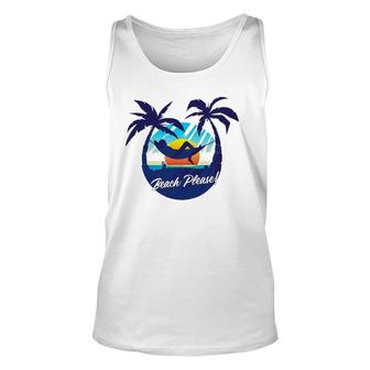 Cute Tropical Beach Please Sunset And Palm Trees - Beach Unisex Tank Top | Mazezy