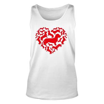Cute Valentine's Day Dachshund Dog Hearts Puppy Lover Unisex Tank Top | Mazezy