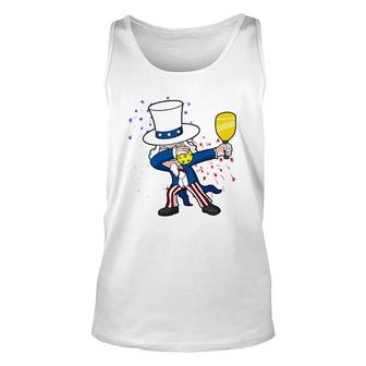 Dabbing Uncle Sam Pickleball 4Th Of July Independence Day Unisex Tank Top | Mazezy