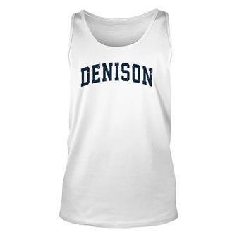 Denison Texas Tx Vintage Sports Design Navy Design Unisex Tank Top | Mazezy