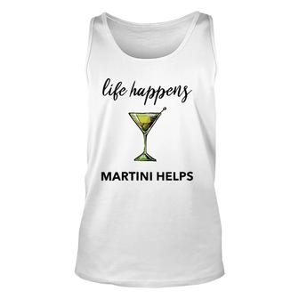 Womens Dirty Martini Glass Life Happens Martini Helps Women V-Neck Tank Top | Mazezy