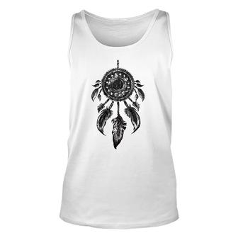 Womens Distressed Dream Catcher Native American Indian Feather V-Neck Tank Top | Mazezy
