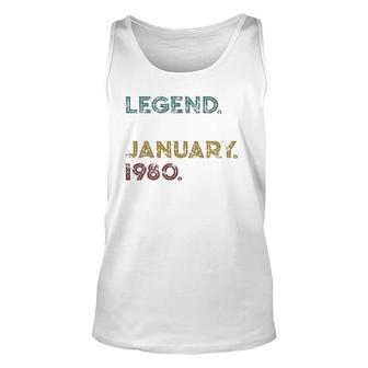 Distressed Retro Legend Since January 1980 42Nd Birthday Unisex Tank Top | Mazezy