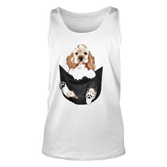 Dog Lovers Gifts Cocker Spaniel In Pocket Funny Dog Face Unisex Tank Top | Mazezy