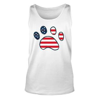 Dog Paw American Flag Patriotic Decor Outfit 4Th Of July Unisex Tank Top | Mazezy
