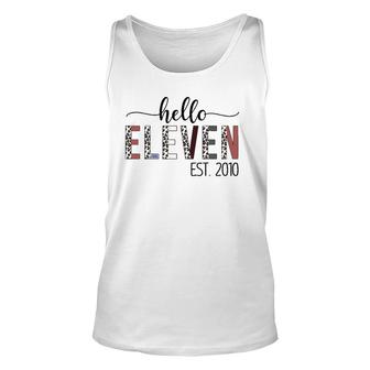 E6dy Leopard Hello Eleven Est 2010 11Th Birthday Party Unisex Tank Top | Mazezy