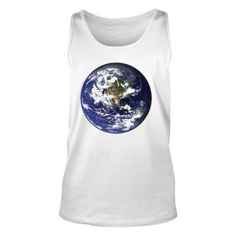 Earth Planet Flat Earth North America Globe Space Clouds Unisex Tank Top | Mazezy