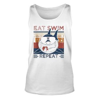 Eat Swim Repeat Shark Lovers Retro Vintage For The Week Unisex Tank Top | Mazezy