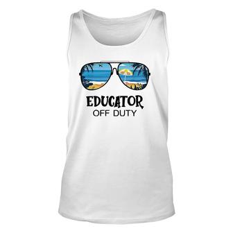 Educator Off Duty Sunglasses Beach Hello Summer Unisex Tank Top | Mazezy