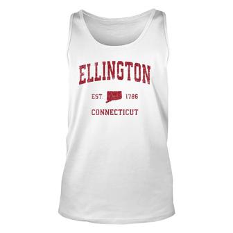 Ellington Connecticut Ct Vintage Sports Design Red Print Unisex Tank Top | Mazezy