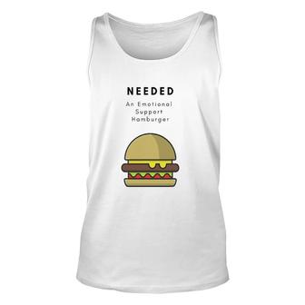 Emotional Support Hamburger Lover Gift Unisex Tank Top | Mazezy