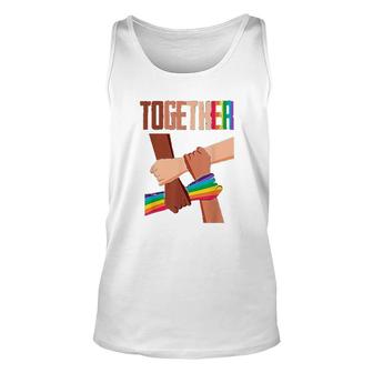 Equality Social Justice Human Rights Together Rainbow Hands Unisex Tank Top - Thegiftio UK