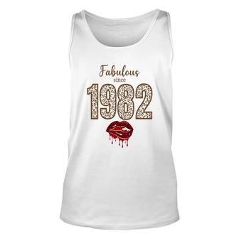 Fabulous Since 1982 Red Lips 40Th Birthday Unisex Tank Top - Seseable