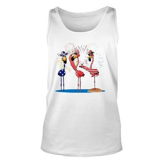 Flamingo American Flag Shadow The 4Th July 2021 Funny Unisex Tank Top | Mazezy