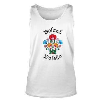 Folk Art Flowers Polska Polish Day Unisex Tank Top | Mazezy
