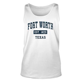 Fort Worth Texas Tx Vintage Sports Navy Print Pullover Tank Top | Mazezy