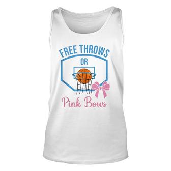 Free Throws Or Pink Bows Gender Reveal Designs Unisex Tank Top | Mazezy