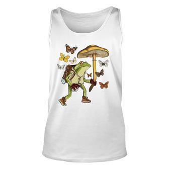 Frog Mushroom Umbrella Butterflies Cottagecore Goblincore Unisex Tank Top | Mazezy