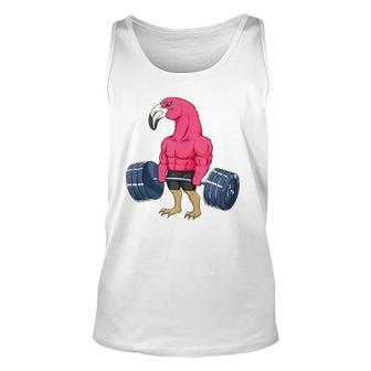 Funny Flamingo Weightlifting Bodybuilder Muscle Fitness Unisex Tank Top | Mazezy