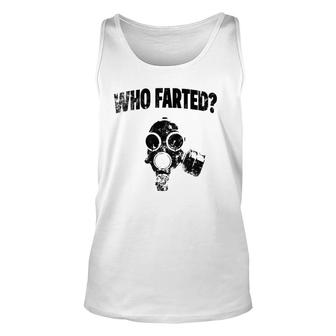Funny Gasmask Vintage - Who Farted Unisex Tank Top | Mazezy