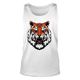 Funny Growling Mouth Open Bengal Tiger Birthday Unisex Tank Top | Mazezy