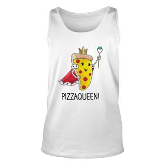 Funny Pizza Queen Salami Pizza Fast Food Girl V2 Unisex Tank Top - Thegiftio UK