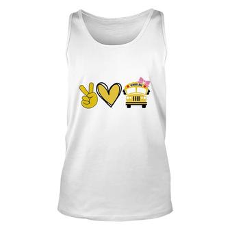 Funny Say V Hand Heart Love Pink Bow School Bus Unisex Tank Top - Thegiftio UK