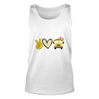 Funny Say V Hand Heart Strange Design Love Pink Bow School Bus Unisex Tank Top - Thegiftio UK