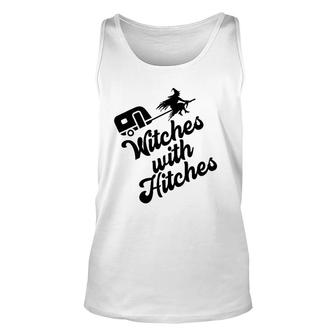 Funny Witches With Hitches Halloween Camping Horror Camp Unisex Tank Top | Mazezy