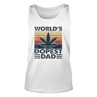 Funny Worlds Dopest Dad Cannabis Marijuana Weed Fathers Day Gift Unisex Tank Top - Seseable