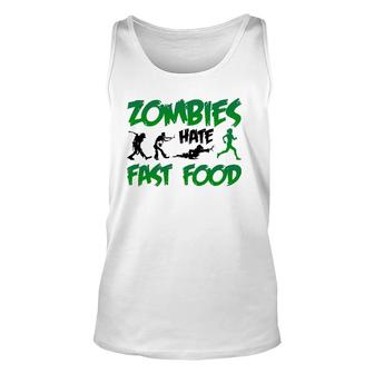 Funny Zombies Hate Fast Food Slow Runner Running Gift Unisex Tank Top | Mazezy