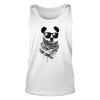Giant Panda Wear Fishnet Pattern Keffiyeh Sunglass Unisex Tank Top | Mazezy