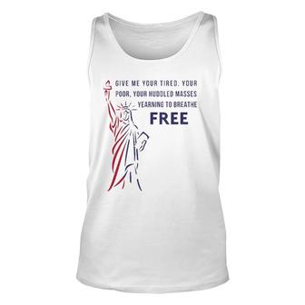 Womens Give Me Your Tired, Poor, Huddled Masses Quote V-Neck Tank Top | Mazezy