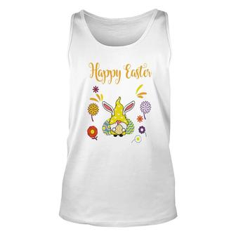 Gnome Easters Day Happy Happy Yellow Rabbit Ears Unisex Tank Top - Thegiftio UK