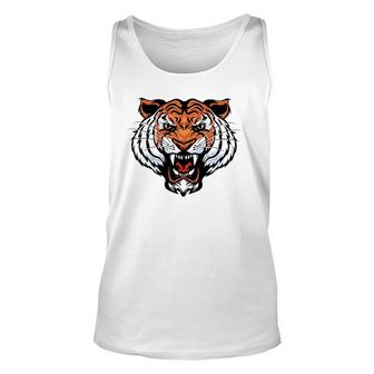 Growling Mouth Open Bengal Tiger Funny Unisex Tank Top | Mazezy
