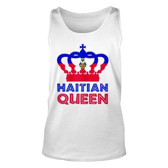 Haitian Queen Womens Red Blue Perfect Haiti Flag Crown Gift Unisex Tank Top | Mazezy
