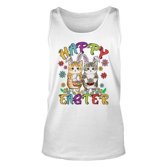 Happy Easter Three Cat Wearing Bunny Ear Bunny Cat Lover Unisex Tank Top - Thegiftio UK