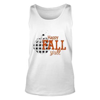 Happy Fall Yall Pumpkin Womens Mens Funny Vintage Pumpkin Halloween Cute Unisex Tank Top - Seseable