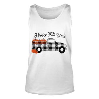 Happy Fall Yall Women Funny Truck Pumpkin Graphic Halloweens Unisex Tank Top - Seseable