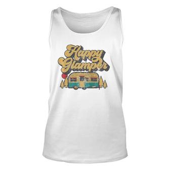 Happy Glamper Women Funny Retro Camping Rv Glamping Gift Unisex Tank Top | Mazezy