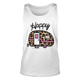 Happy Leopard Print Camper Unisex Tank Top | Mazezy