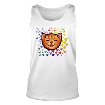 Happy Orange Tabby Cat Rainbow Unisex Tank Top | Mazezy AU