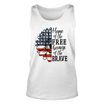 Home Of The Free Because Of The Brave Patriotic Flower Unisex Tank Top | Mazezy