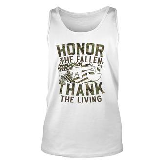 Honor The Fallen Thank The Living Usa Flag Memorial Day Unisex Tank Top | Mazezy