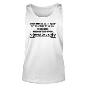 Honor Thy Father And Thy Mother-Exodus 2012 Ver2 Unisex Tank Top | Mazezy
