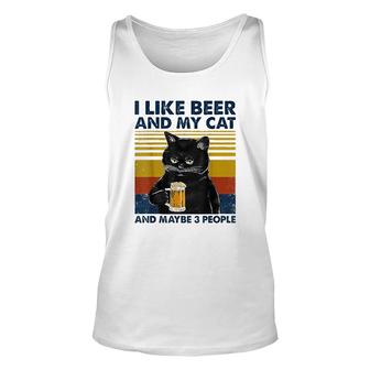 I Like Beer My Cat And Maybe 3 People Funny Cat Lovers Gift Unisex Tank Top - Thegiftio UK