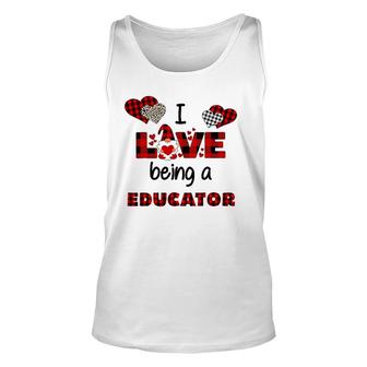 I Love Being A Educator Flannel Valentine's Day Unisex Tank Top | Mazezy UK