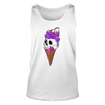 Ice Cream Skull I Summer Goth Unisex Tank Top | Mazezy